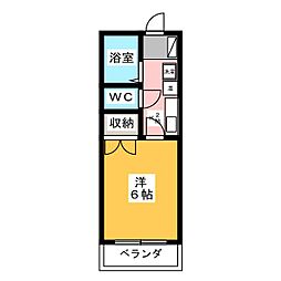城山ハイツ 1Kの間取図画像