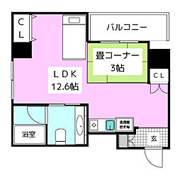 グランビア岡田 ワンルームの間取図画像