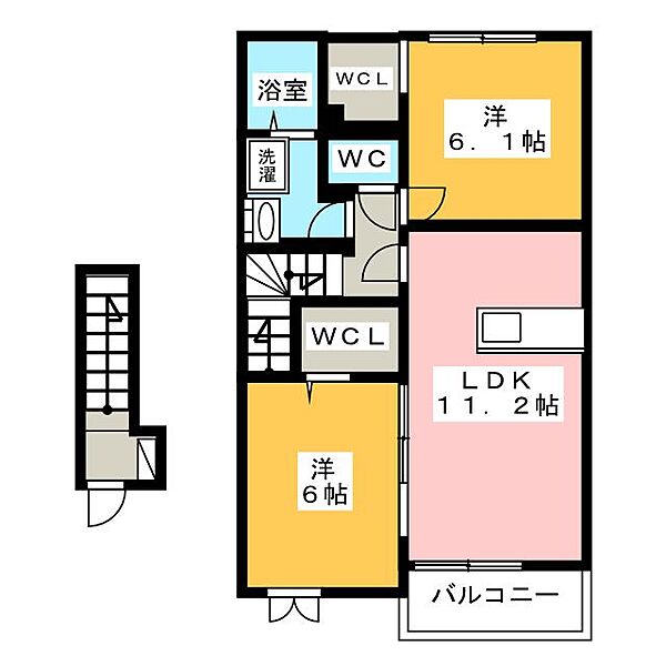 スィート・ルピナス 202｜長野県松本市大字里山辺(賃貸アパート2LDK・2階・57.64㎡)の写真 その2