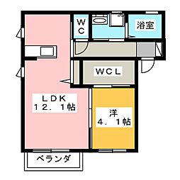 フラワーASAMA 1LDKの間取図画像