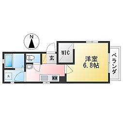 ディアス・ツインズB 1Kの間取図画像
