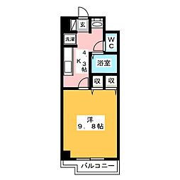 サン・ラザール 1Kの間取図画像