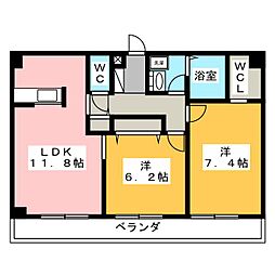 ユートピア 2LDKの間取図画像