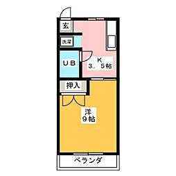 メゾン花岡 1Kの間取図画像