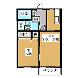 メゾンあずみの里B 1LDKの間取図画像