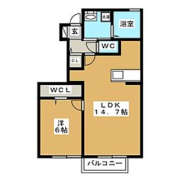 ブリリアントYD 1LDKの間取図画像