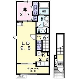 オーチャード桐 1LDKの間取図画像