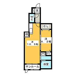 ダイヤモンドムーン 1LDKの間取図画像