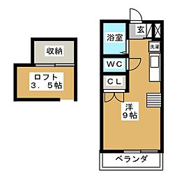 ロフトハウスこうの ワンルームの間取図画像