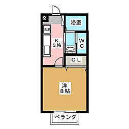 シュヴァルベ北松本 1Kの間取図画像
