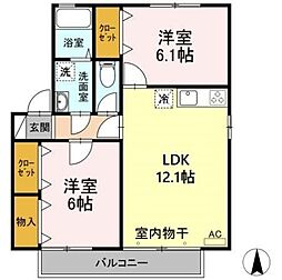 セジュール・滝沢 2LDKの間取図画像