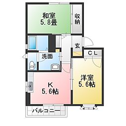 ディアスニートA 2Kの間取図画像