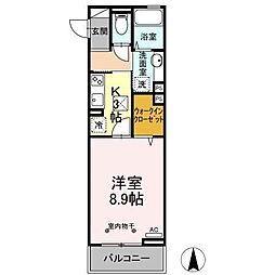 ヴィオコート平田 1Kの間取図画像