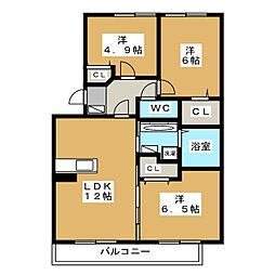 ルミエールフジサキ 3LDKの間取図画像