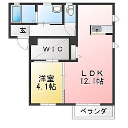 フラワーASAMA 1LDKの間取図画像