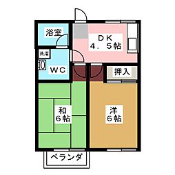 白板ハイム 2DKの間取図画像