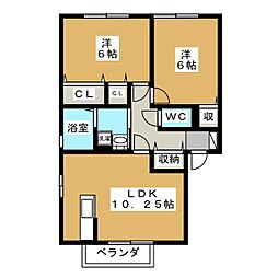 グランパークA 2LDKの間取図画像