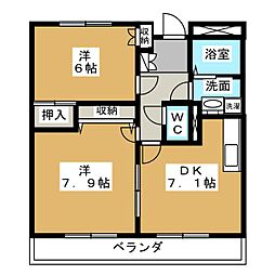 ルフレ・コーヤ 2DKの間取図画像