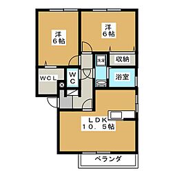サンコジョウB 2LDKの間取図画像