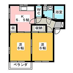メナージやまもとC 2Kの間取図画像