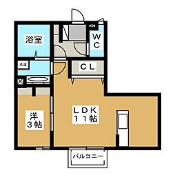 ラ・リヴィエール 1LDKの間取図画像