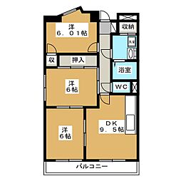 サンセール新橋 3DKの間取図画像