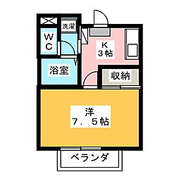 ルーベル高橋 1Kの間取図画像