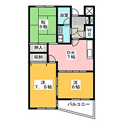 しるく・いち 3DKの間取図画像