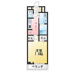 ゼフィールII 1Kの間取図画像