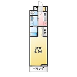 ゼフィールII 1Kの間取図画像