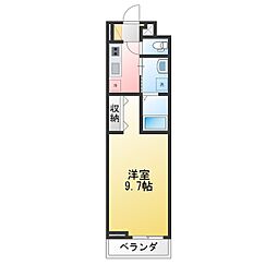 ゼフィールII 1Kの間取図画像