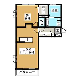 アベル 1LDKの間取図画像