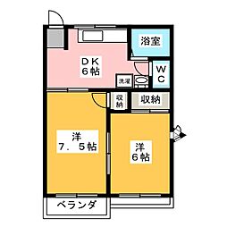 F・タウンA 2DKの間取図画像