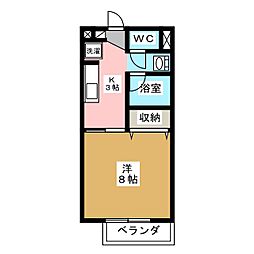 サープラスライトハウス牧野 1Kの間取図画像