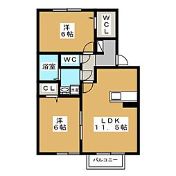 ルミエール・M 2LDKの間取図画像