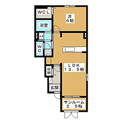 ソレイユ1 1LDKの間取図画像