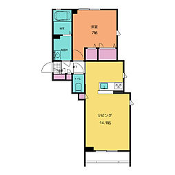 カーサデソラーナ 1LDKの間取図画像