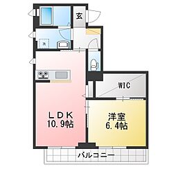 クレストウィステリア 1LDKの間取図画像