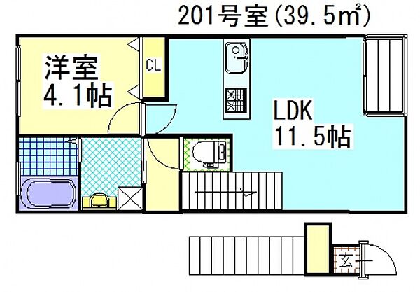 ラック南方 201号室｜岡山県岡山市北区南方４丁目(賃貸アパート1LDK・2階・39.50㎡)の写真 その2