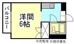 ファイブ南方 1Kの間取図画像