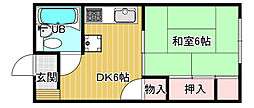チサンマンション岡山 1Kの間取図画像
