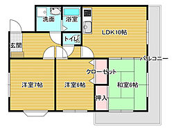 ピュアステージイタノ 3LDKの間取図画像