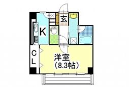 リヴィエールヴェルト 1Kの間取図画像