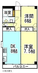 ピュアハイツ北方 2DKの間取図画像