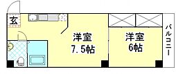 プレアール野田屋町 2Kの間取図画像
