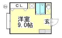 コーポアジュール 1Kの間取図画像