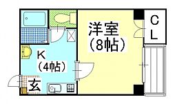 はなやびる 1Kの間取図画像