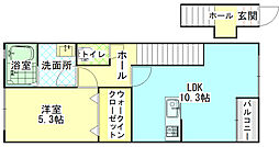 サンコート庭瀬 1LDKの間取図画像