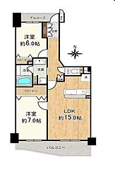 緑橋駅前アーバンコンフォート 2LDKの間取図画像