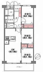 天王寺スカイハイツ 3LDKの間取図画像